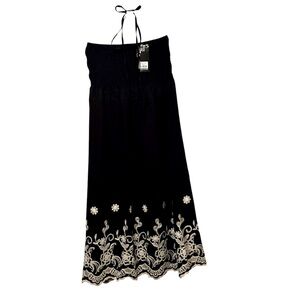 Elegant Black and White Embroidered Skirt/Dress or Coverup O/S. NWT